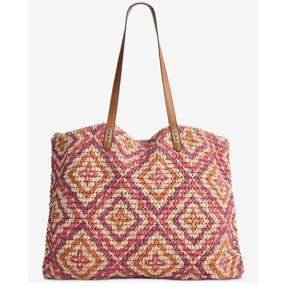 Style & Co. Extra-Large Geo Pattern Straw Tote - Picture 3 of 4